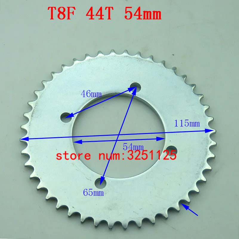 T8F Rear Chain Sprocket T8F 44T Tooth 54mm Silver Drive gear For Mini Moto ATV Quad Dirt Pit Pocket Bike Parts Moped Scooter