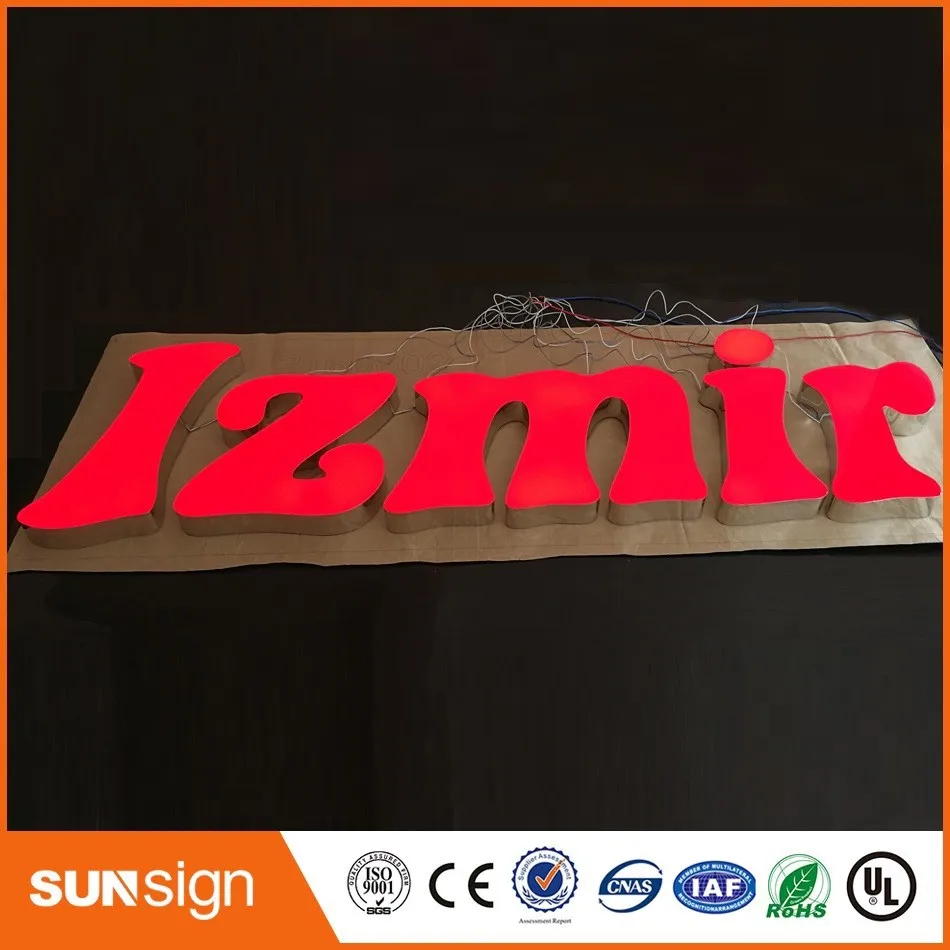 Outdoor illuminated signs red epoxy resin LED channel letters sign