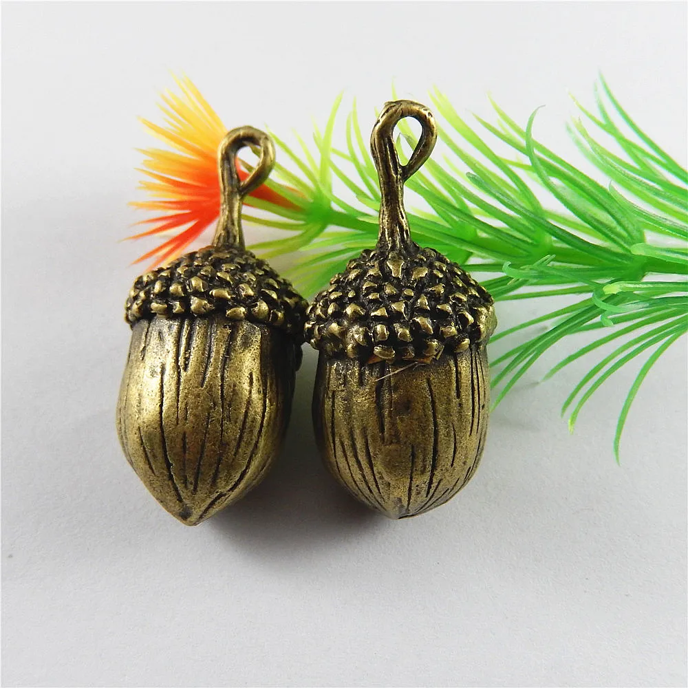 (5pieces)Creative Bronze Alloy Acorns Necklace Pendant Bracelet Charms 40*18mm Vintage Jewelry Accessories Handmade Crafts 52300