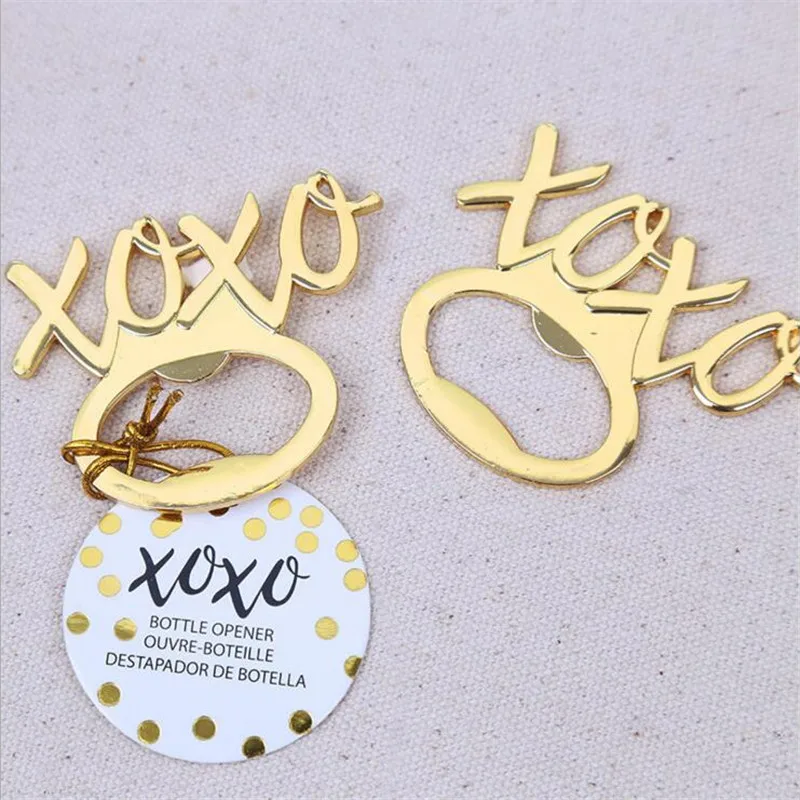 Gold Hugs Kisses XOXO Bottle Opener Bridal Wedding Favors Party Giveaways Event Gift 100pcs