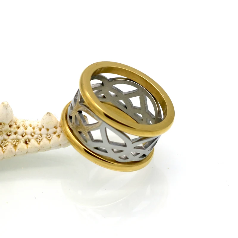 Top Quality Fashion Jewelry Two Color Vintage Pattern Stainless Steel Rings For Women Men Jewelry Engagement Wedding Rings