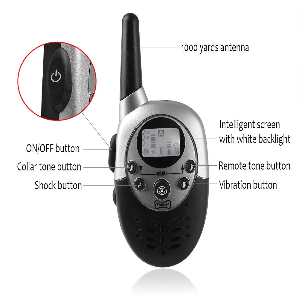 Dog Training Collar1000M Pet Training Collar Dog Trainer Waterproof Rechargeable Remote Electric Shock For Two Dogs