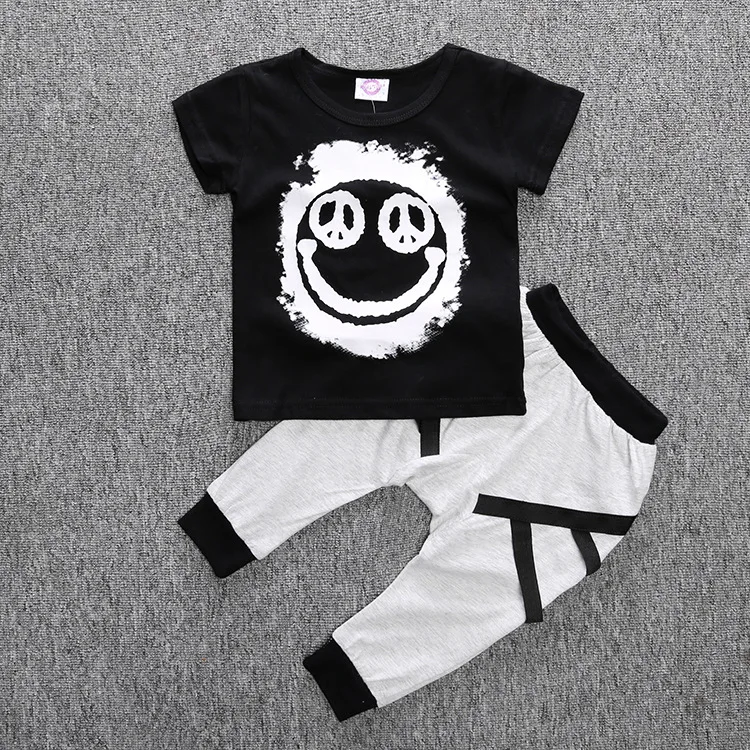 New Fashion Brand Summer Baby Girls Boy Clothing Sets Short-sleeved Cotton T-shirt Top+Pants Baby Boys Girl Clothes Infant Suits