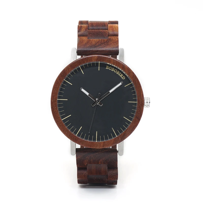 BOBO BIRD WM16 Brand Design Rose Wooden Watch for Men Cool Metal Case Wood Strap Quartz Watches Luxury Unisex Customized Gift