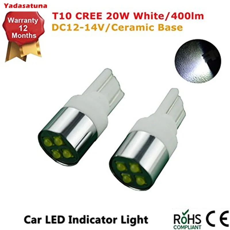 4Pcs Ceramic Base Super Bright White 6000k T10 CREE Chips 12W Interior Side Lights for Car Licence Plate/Pakers/Reversing Lights