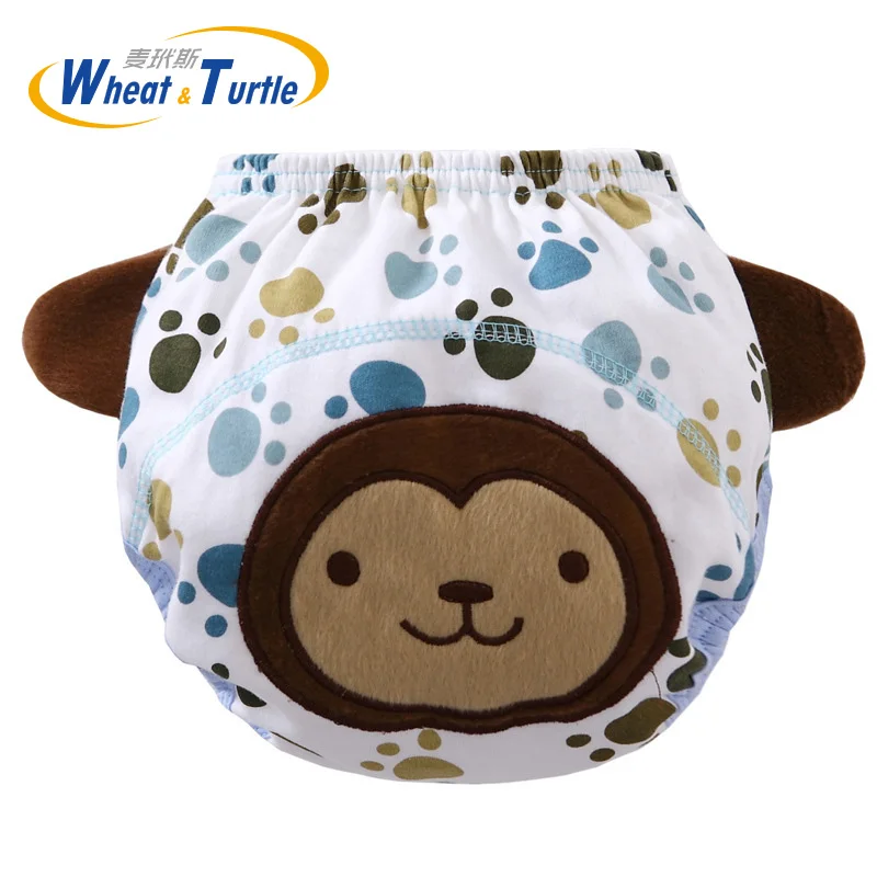 1Pcs Mother Kids Baby Bare Cloth Diapers Animal Pattern Reusable Infants Children Cotton Diaper Training Panties Nappy Changing