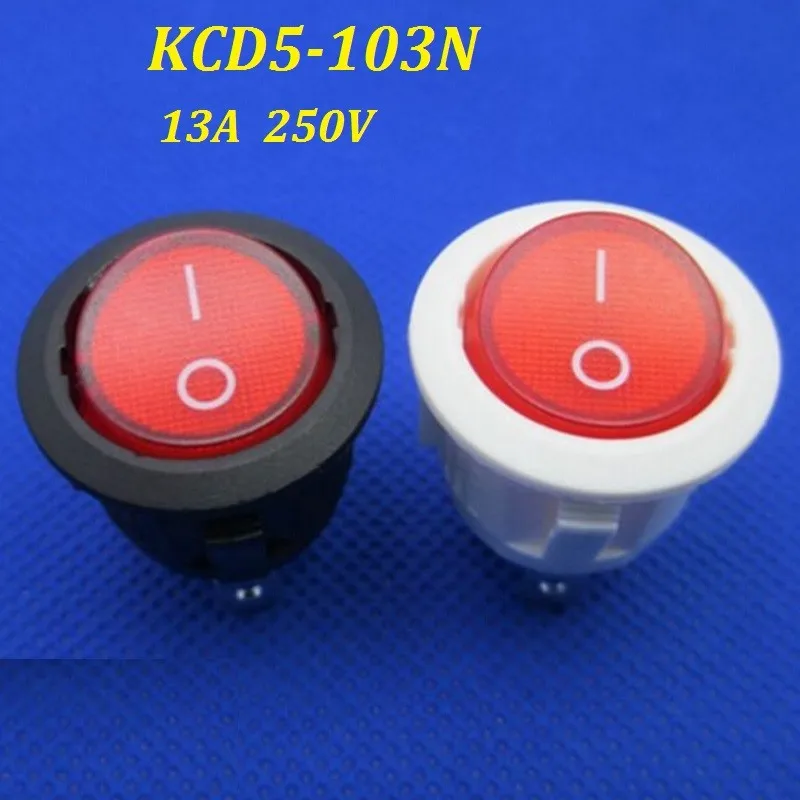 

20Pcs 13A 250V 3 Pins On/Off Rocker Switches Round Toggle Pushbutton Switch for Small Appliances Lighting Transformers KCD5-103N