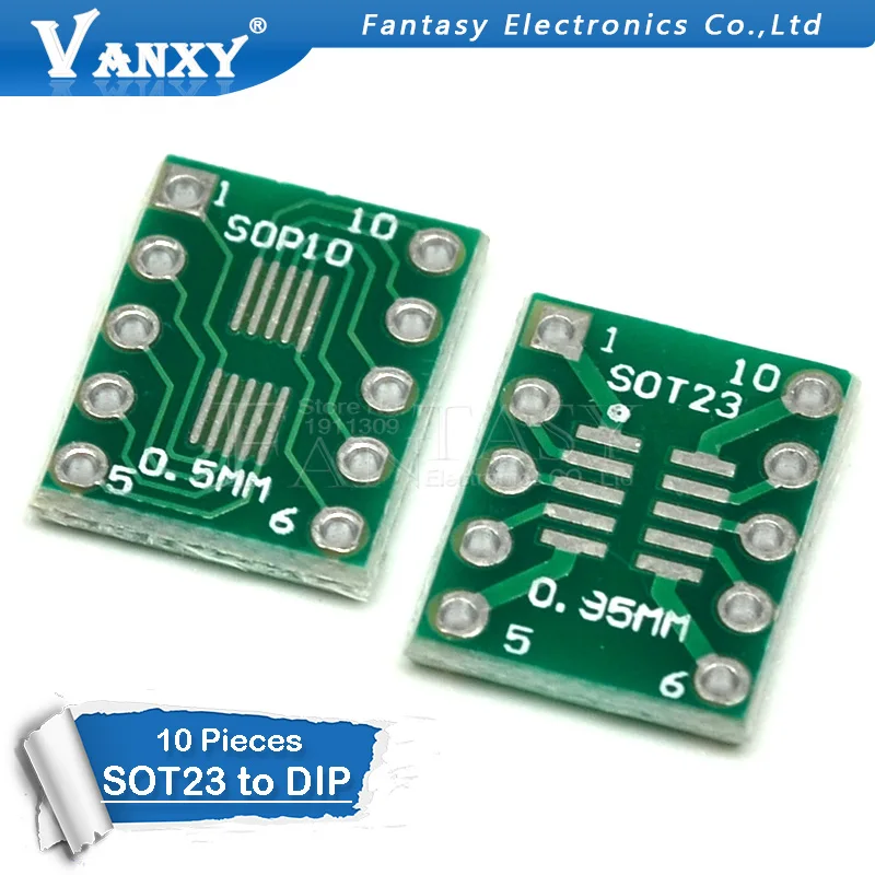 Carte de transfert de PCB, adaptateur de pas DIP Pin Board, SOT23 MSOP10 SOP-10 UMAX à DIP10, 10 pièces