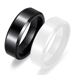 Fashion wide 6 mm black white Rings Space ceramic jewelry ring Wholesale simple tail ring of men and women party accessories