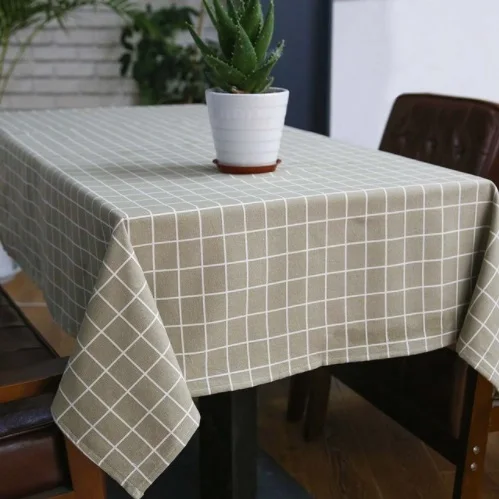 

mylb Linen Table Cloth Country Style Plaid Print Multifunctional Rectangle Table Cover Tablecloth Home Kitchen Decoration