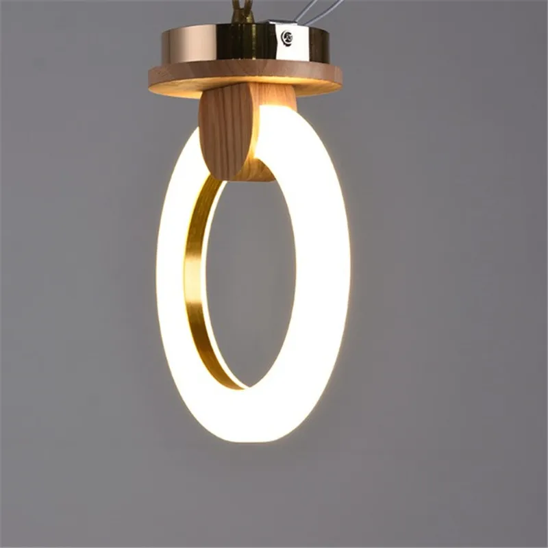 

Modern wood lamp round ring led ceiling light nordic creative aisle balcony restaurant bedroom wall sconces warm white light