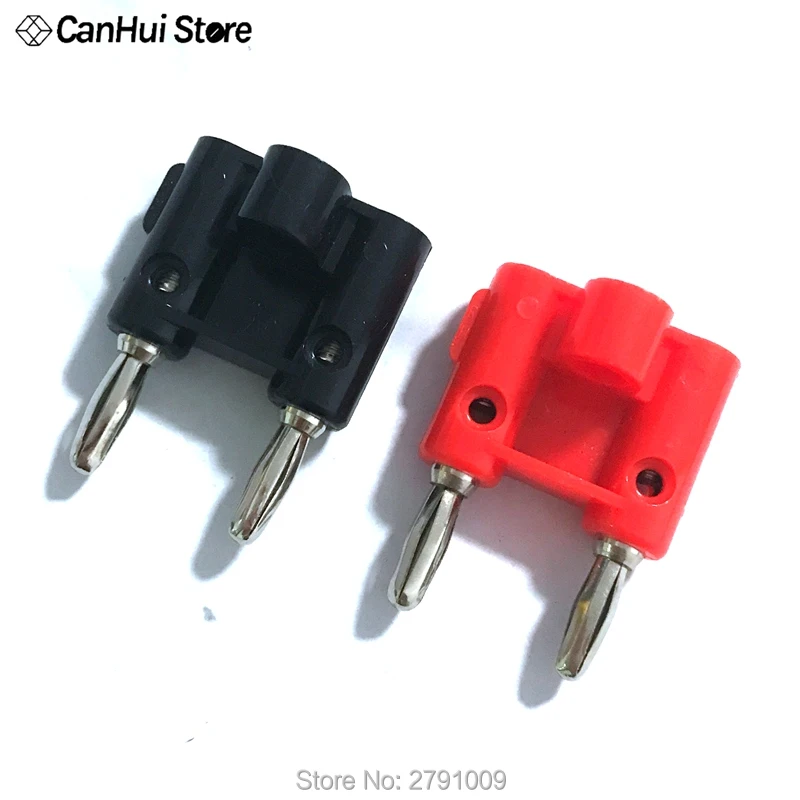2 Pcs/ Lot Double Row 4mm Banana Plug Connector 4mm Speaker Plug Adapter Two-position Audio Plug Lantern Cross Plug Connector