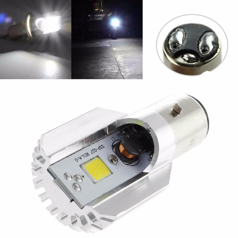 Car Styling 1x 6-80V 12W WL LED Motorcycle Headlamp COB BA20D Ampoule moto-phares