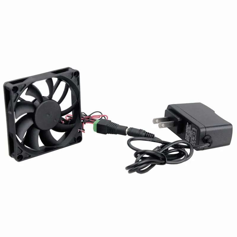 2 Lots Gdstime DC 12V 8cm 80mm * 15mm Ball Bearing Cooling Fan comes with Adapter Cabinet Fan kit AC 110V 115V 120V 220V Cooler