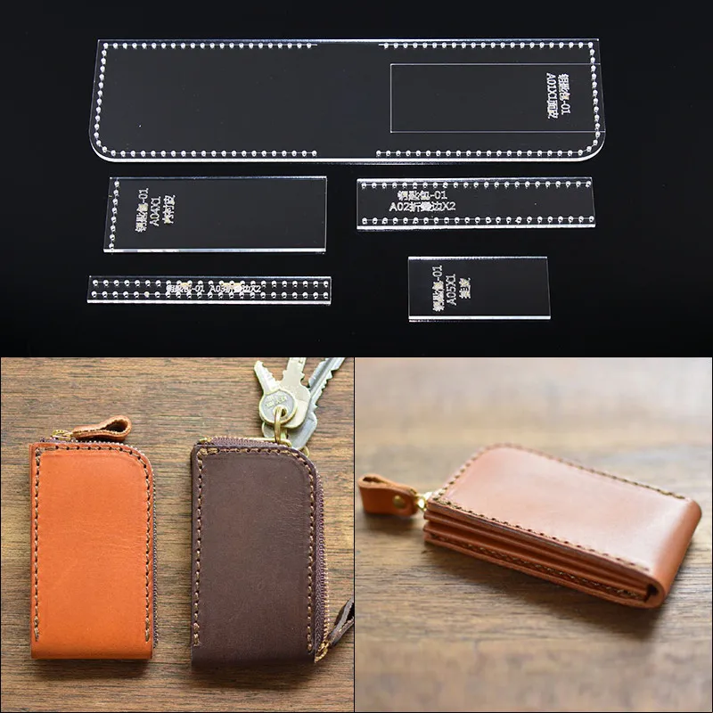 1Set DIY hand leather Key case pattern design template acrylic durable version