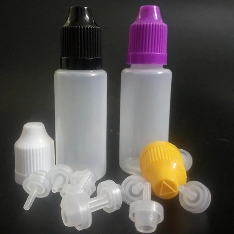 2000pcs PE 20ml Empty Plastic Squeezable E Liquid Dropper Bottles with Childproof Cap for E cig eLiquid Nail Gel