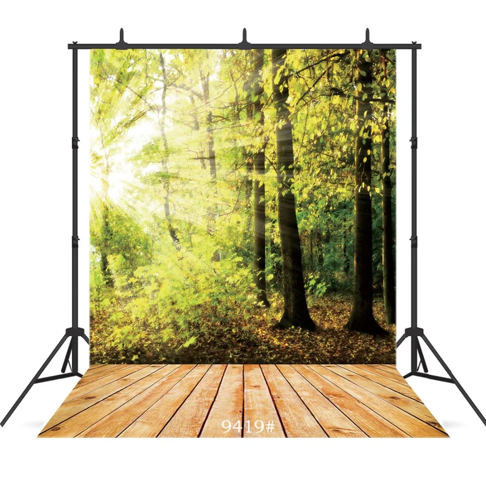 Spring Sunlight Forest Wooden Floor  Vinyl Photographic Background Customized For Wedding Backdrops Photo Shoot Booth Studio