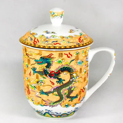 Dragon and Phoenix cup tea cup 850ml Bone China porcelain teacup ceramic teaset High-capacity kettle