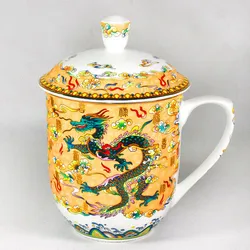 ドラゴンとフェニックスカップティーカップ850ミリリットル骨中国磁器ティーカップセラミックteaset高-容量ケトル