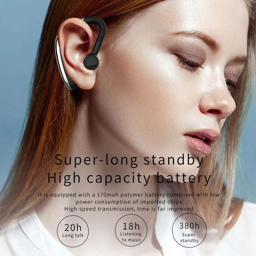 H500 Bluetooth V5.0 Drive Earphones Wireless Hook Design Comfortable Mobile Phone Alternate Headphone For Left/Right Ear Headset image 3