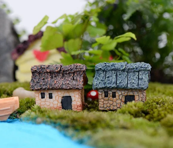 1 Pcs Bridge Hut Windmill House Castle Mini Craft Figurine Plant Pot Garden Ornament Miniature Fairy Garden Decor