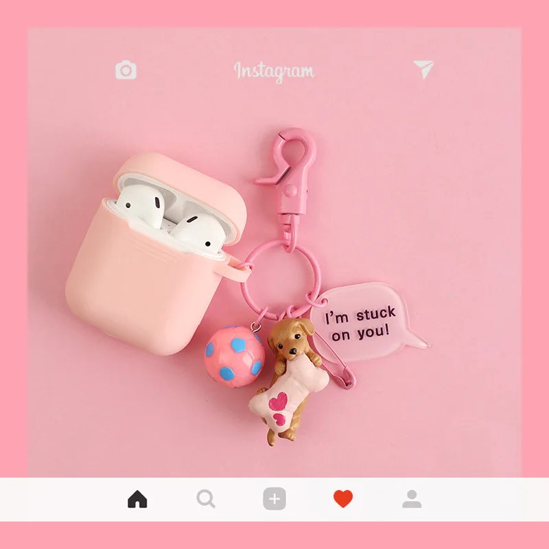 Funda de silicona con diseño de perro para apple AirPods Pro 2, carcasa de auriculares para Airpods 1/2/3, caja de carga, llavero de dibujos animados