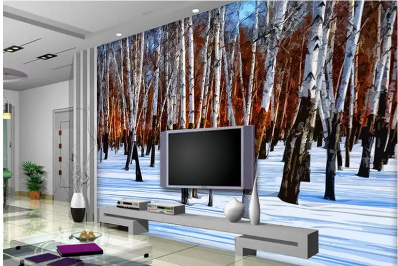 

3d customized wallpaper mural 3d wallpaper Painting effect birch decoration painting wall 3d wallpaper