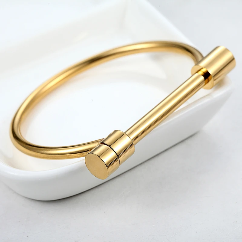 Fashion Shackle Screw Bracelet Cuff Gold Colour Bangle Stainless Steel Bangles Bracelets For Women Love woman Bracelet Wholesal