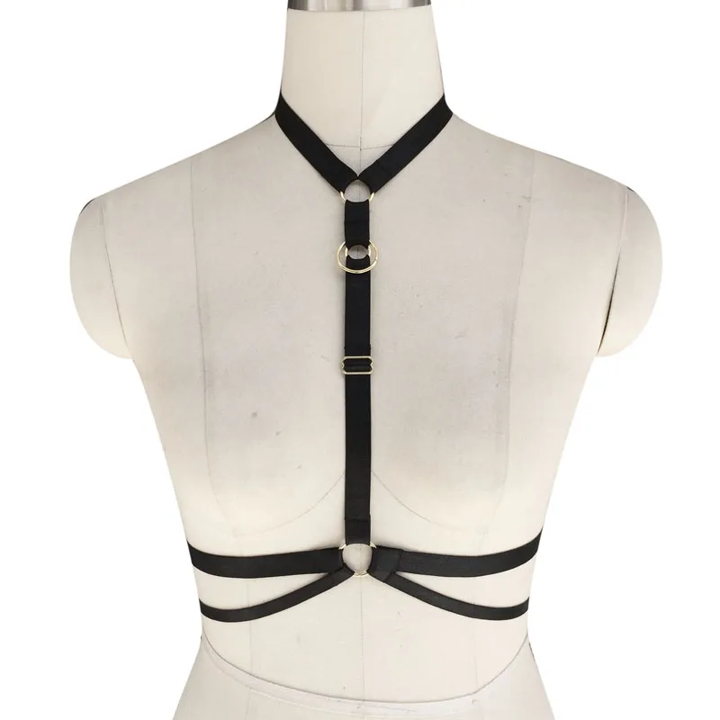 Black cage bra Women body cage harness Fashion sexy lingerie Elastic Can Adjust Size harajuku gothic pentagram bra bondage