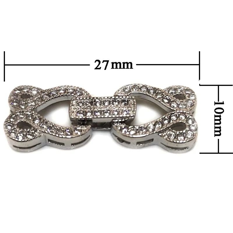 

Wholesale 10x27mm 2 Rows Knots Style 925 Sterling Silver Jewelry Foldover Clasp with Zirconia