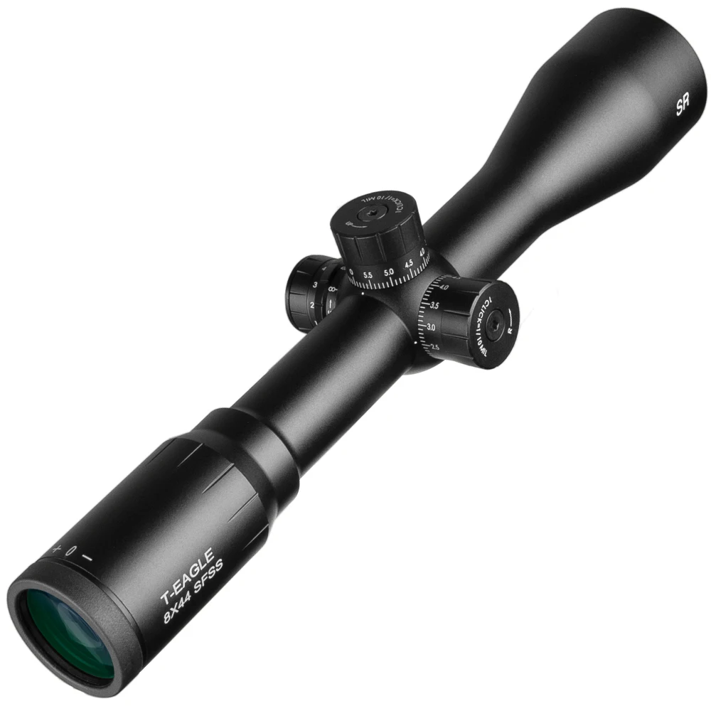 SR 8X44 SFSS Hunting Riflescopes Side Parallax Glass Etched Reticle Turrets Lock Reset Fixed 8X Cross Magnification Scope