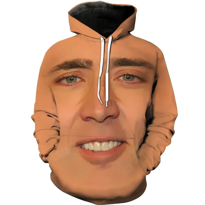 YX GIRL 2018 New Fashion Sweatshirt Men/Women Hoodies The Giant Blown Up Face Of Nicolas Cage Funny Print 3D Sweatshirts