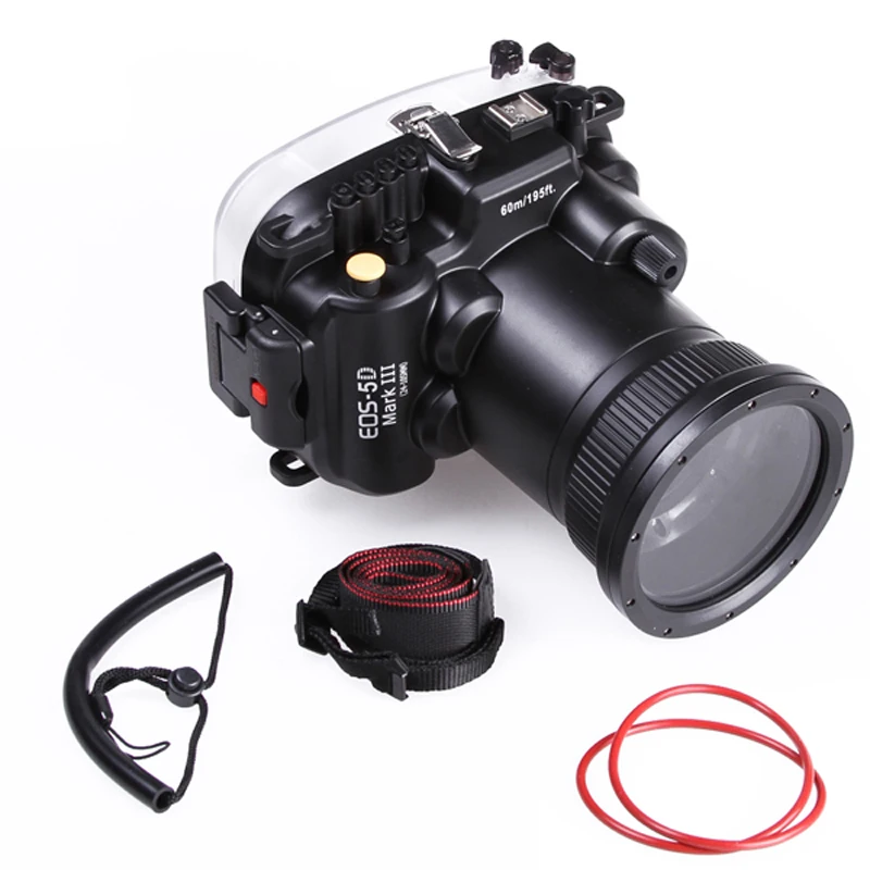 60mm 195ft Waterproof Underwater Diving Case Camera Housing Case For Canon EOS 5D Mark III 5D 3 with 24-105mm Lens