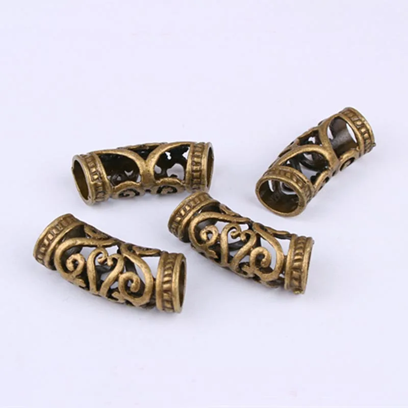 5PCS African Hair Braid Copper Tube Metal Hollow Hair Ring Dread Bead Dreadlock Cuffs Jewelry Decoration Accessories Gold Silver