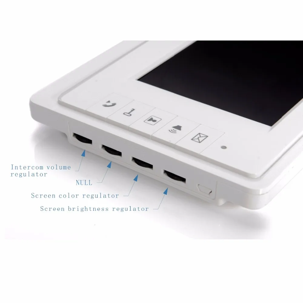 Wired Video Door Phone Intercom, 4-Core Connect Cable, Indoor Monitor Unit, 7-Polegada Display LCD