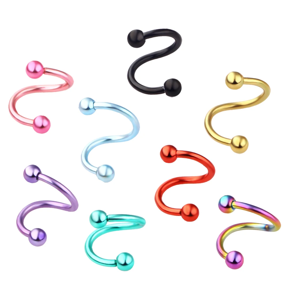 

JUNLOPWY Stainless Steel Nose Rings Twist Helix Cartilage Barbells Body Piercing Tragus Earring Wholesale Nose Studs 200pcs 16g