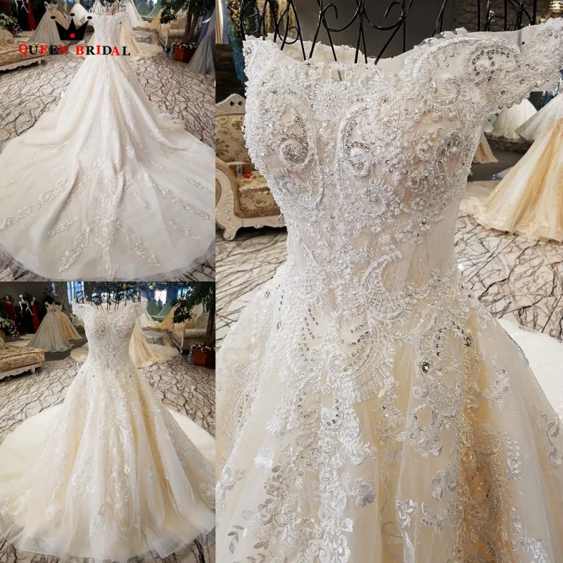 

Luxurious Ball Gown Lace Crystal Beaded Wedding Dresses Ivory Long Formal Bridal Wedding Gowns 2021 New Design Custom Made XG07M