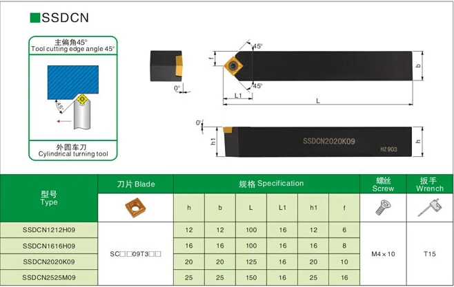 1 PCS SSDCN1212H09 SSDCN1616H09 SSDCN2020K09 SSDCN2525M09 SSDCN2020K12 SSDCN2525M12 Indice CNC Tornio Esterno strumenti