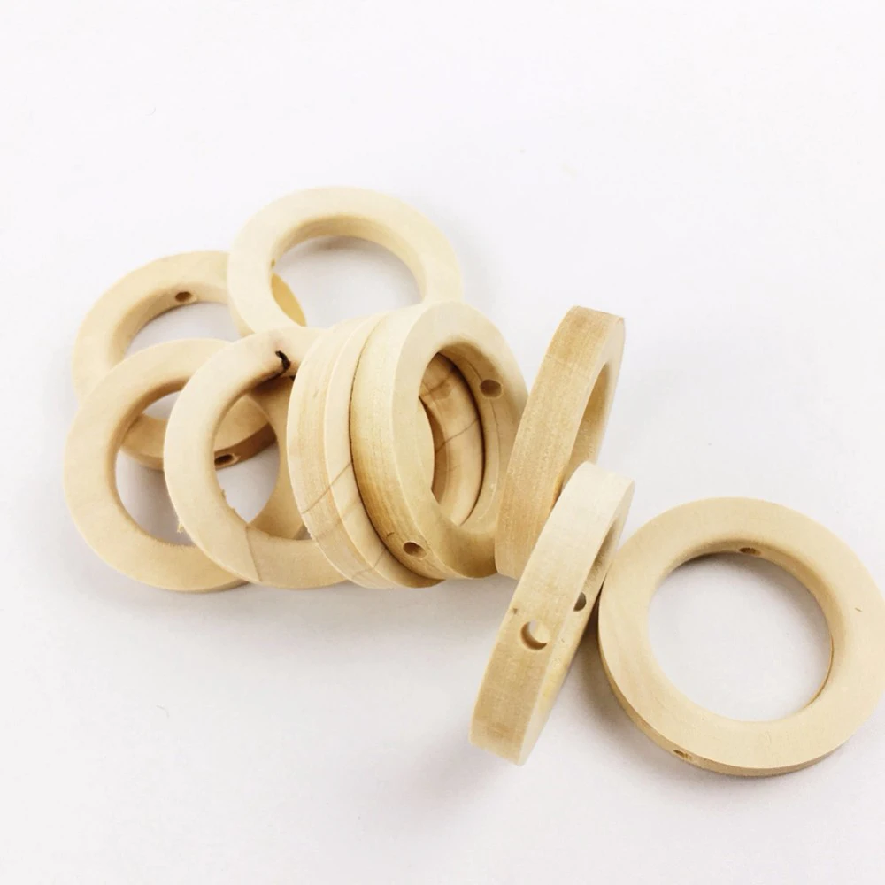 25*8MM Baby Nursing Accessories 20PCS Unpainted Handmade Ring With Hole Jewelry For DIY Wooden Child Toy Wood Chewable Teething