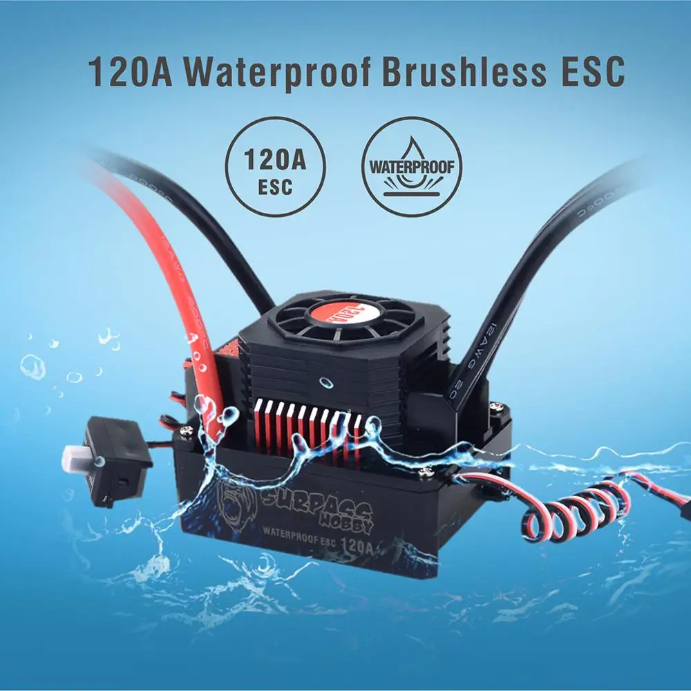 Surpass HobbyWaterproof 3670 1900KV 2150KV 2650KV 2850KV Waterproof Brushless Motor w/ 80A 120A ESC for 1/10 1/8 RC Car Truck