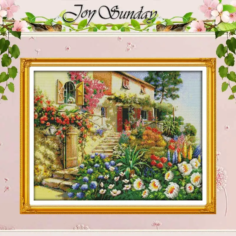 Garden Villa (2) Scenery Patterns Counted Cross Stitch Set DIY 11CT 14CT 16CT Stamped DMC Cross-stitch Kit Embroidery Needlework