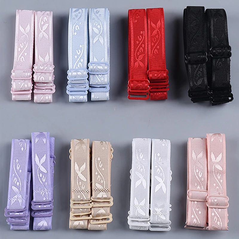 Women 1.5cm width slip resistant bra strap adjustablebra straps with metal clips elastic bra extender accessories