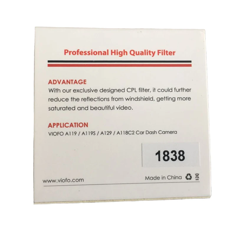 CPL Filter Lens Cap Circular Polarizing CPL for A119/A119V3/A129 DUO/A129 DUO IR/A129 PRO DUO/A129 PLUS DUO FRONT& REAR DashCam