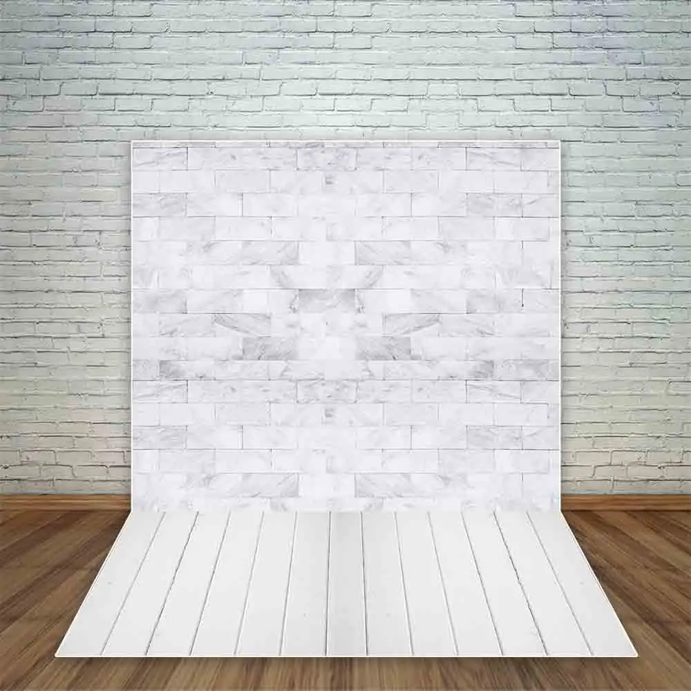 Allenjoy 그라디언트 콘크리트 블록 벽 흰색 나무 바닥 대리석 사진 배경 스튜디오 소품 사진 배경