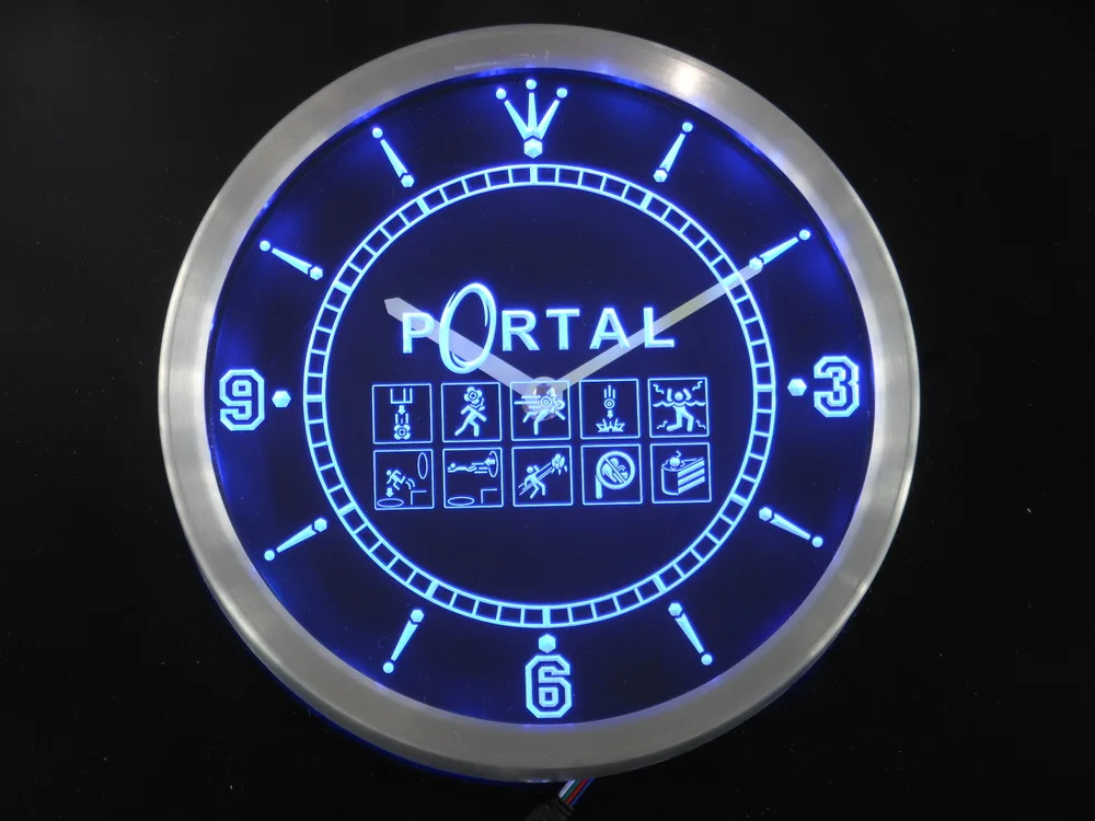 nc0207 Portal Game Neon Light Signs LED Wall Clock