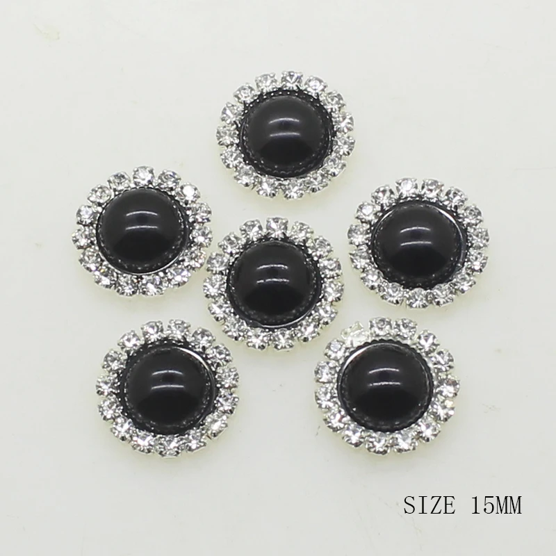 ZMASEY 10 pz/lotto 15mm bottoni diamante da sposa perla fattore prese bottoni strass bottone decorativo accessorio per capelli fai da te