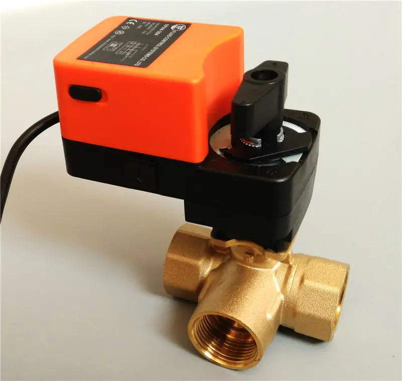 

11/4" AC/DC24V Electric mixing valve, 3 way, ON/OFF type, DN32 with manual override can open any angle for 50% glycol