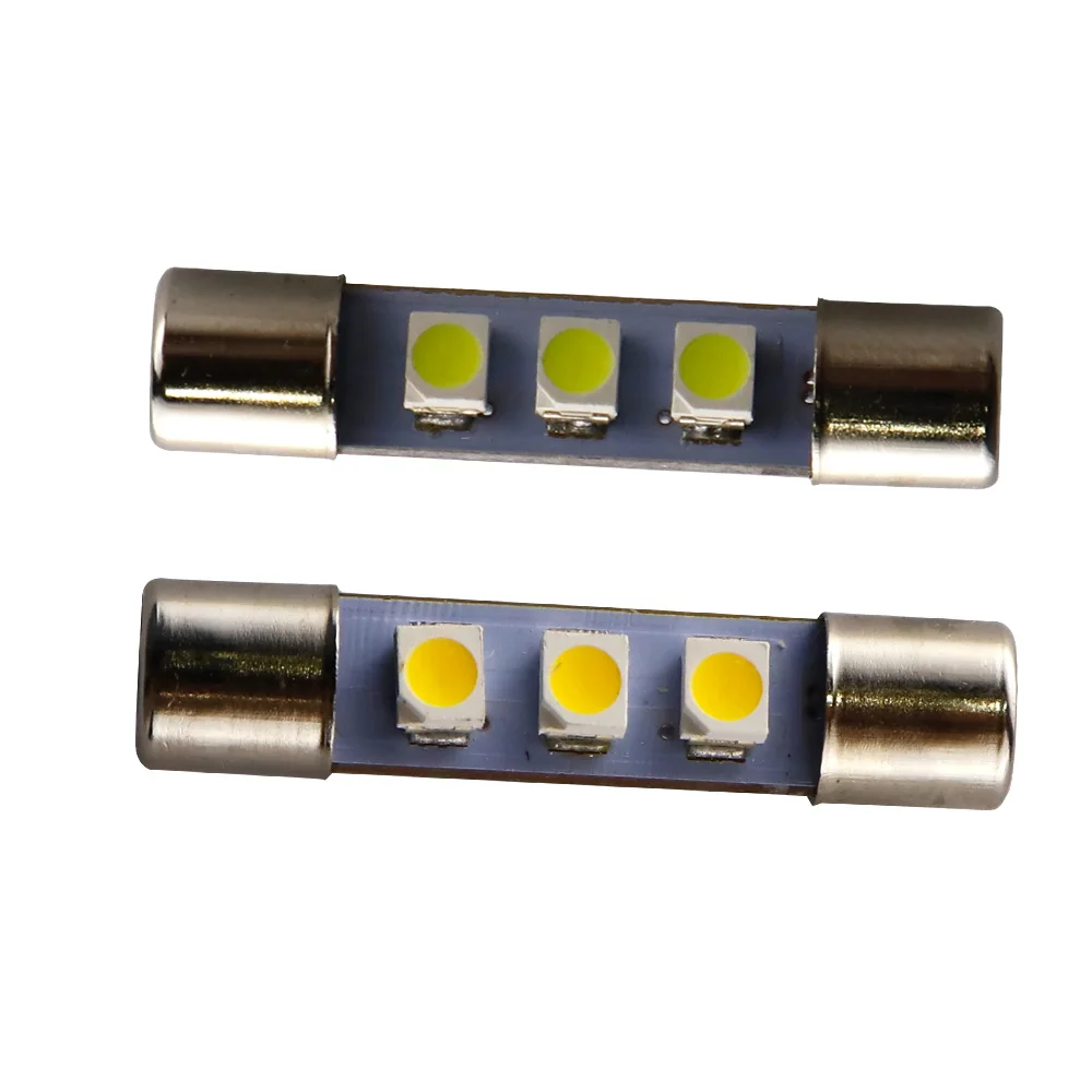 50X AC 8V Audio equipment receiver reading Light Festoon T6.3 C5W 29mm 31mm 5050 LED 3 smd 1210 LED Bulb White Blue Ice blue