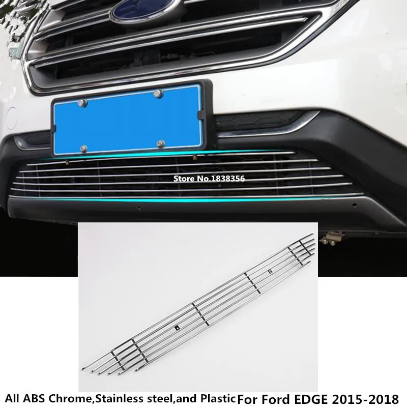 For Ford EDGE 2015 2016 2017 2018 Car Auto Body Protection Detector Stainless Steel Trim Front Up Grid Grill Grille Panel 1pcs