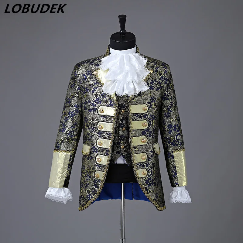 Christmas Court Men Suit European Style Prom Wedding Groomsman Formal dresses Singer Chorus Drama Outfit Studio Stage Costume